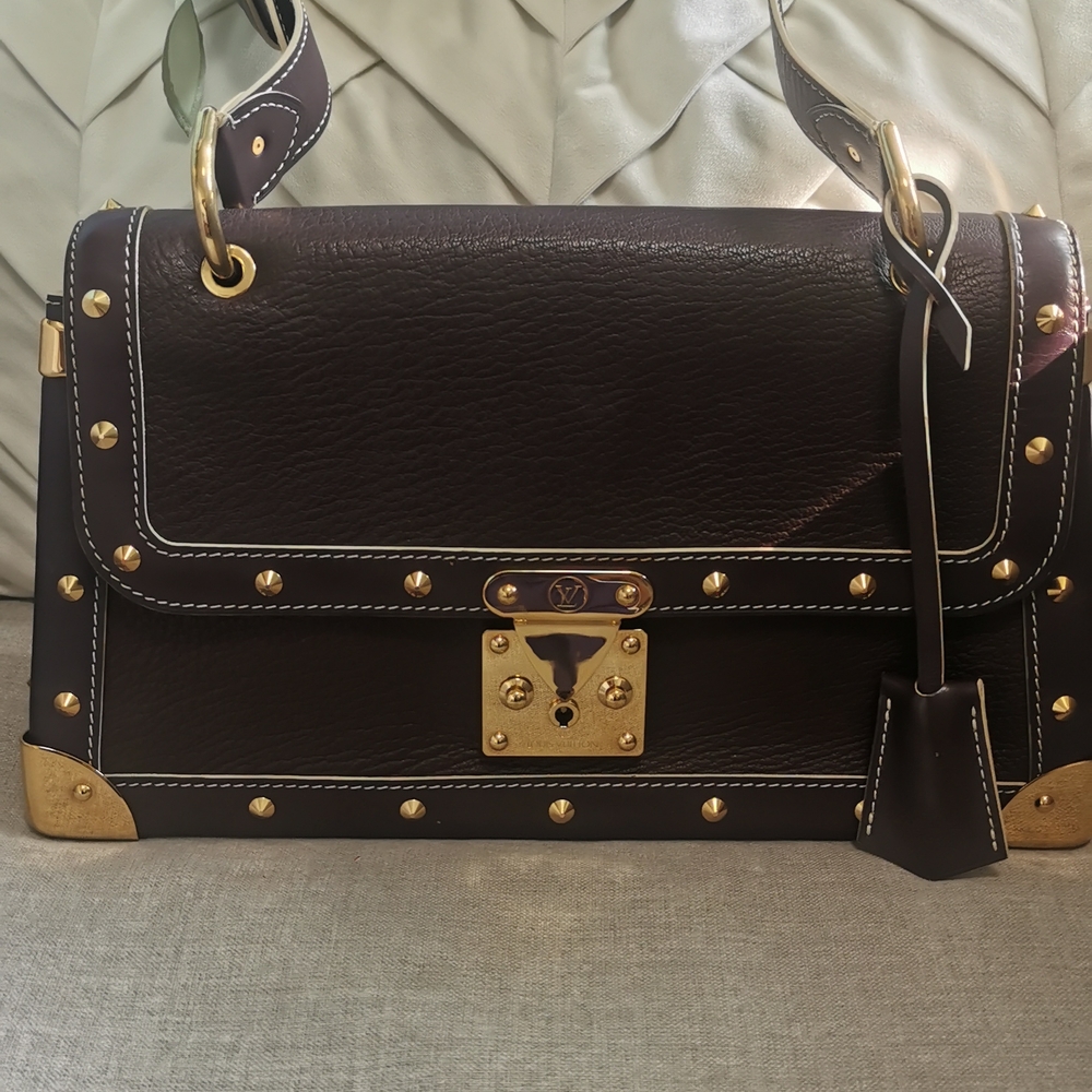 Louis Vuitton Dark Purple Handbag with Gold Details